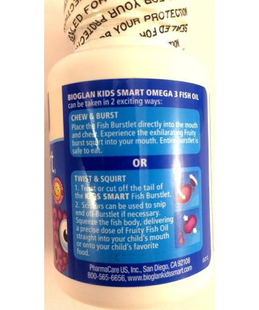 BioGlan Kids Smart Hi DHA Omega-3 Fish Oil 30 ea Chewable Burstlets Berry Pack of 2 - Buy Online on GoSupps.com