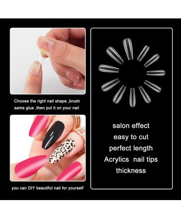 Buy Ywinler Artificial Long Coffin Nail Tips - False Nails with Box Clipper & File for Perfect Manicure - International Shipping Available - Buy Online on GoSupps.com