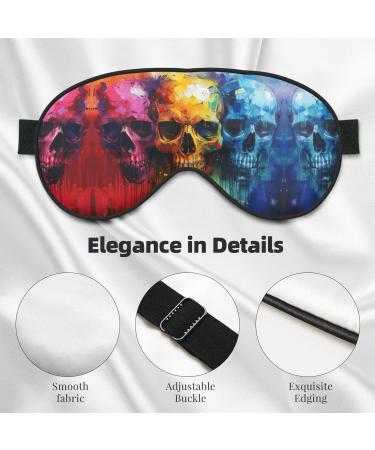 Color Skulls Print Unisex Sleep Mask | Double-Sided Eye Mask for Sound Sleep & Skin Care - Buy Online on GoSupps.com