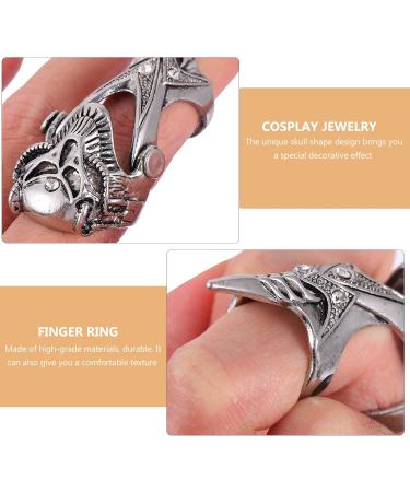 Lurrose 3pcs Punk Skeleton Hand Rings - Halloween Full Finger Nail Props for Cosplay & Party - Buy Online on GoSupps.com