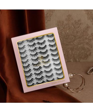 Dysilk 20 Pairs 6D Mink False Eyelashes - Mixed Styles Self-Adhesive Fluffy Extensions (11mm-20mm) - Buy Online on GoSupps.com