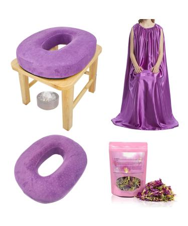 Yoni Seat Yoni Steaming Kit Yoni Steamer Chair Yoni Steamer Seat for Toilet Wood V Steaming Seat Kit with Gown & Cushion for Women Cleansing