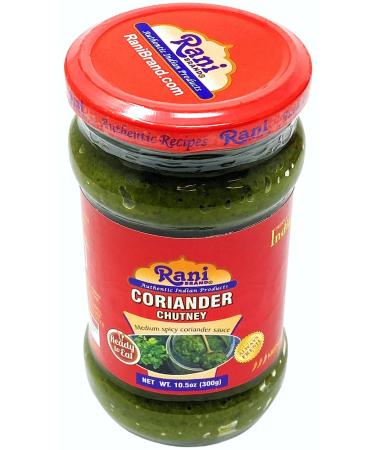 Rani Coriander Chutney 10.5oz - Ready to Eat Vegan Gluten Free Non-GMO - Indian Origin Glass Jar - 10.5 Ounce Pack - No Colors | Authentic Indian Condiment - Buy Online on GoSupps.com