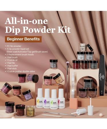 Modelones 32 Pcs Dip Powder Nail Kit - 20 Colors Starter Set for French Nail Art - Buy Online on GoSupps.com