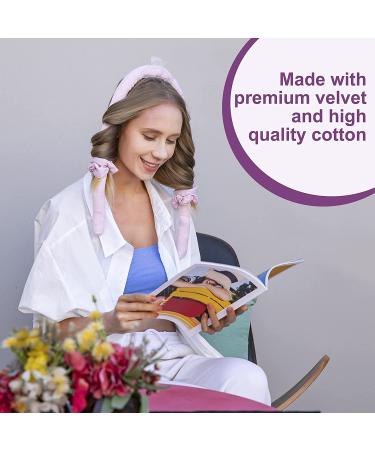 Silk No Heat Curling Headband Set for Long Hair - Includes 2 Hair Ties and 1 Hair Clip - Overnight Curling Rod Headband for Easy Styling - Pink - Buy Online on GoSupps.com