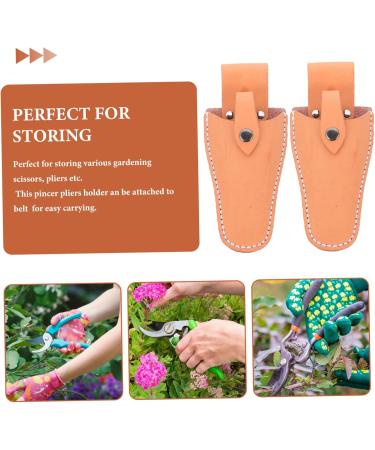 Frcolor Garden Shear Leather Holster - Durable Cowhide Tool Sheath for Salon Scissors | 21x9.5x5 cm - Orange - Buy Online on GoSupps.com