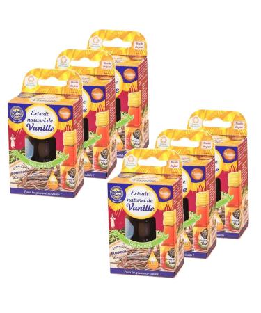 Pack of 6 Natural Vanilla Extract - Sainte Lucie - 20 ml Bottle