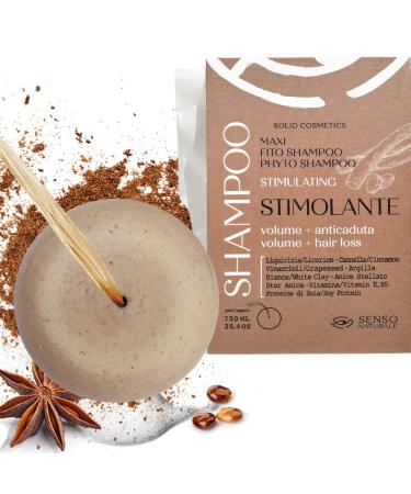 Senso Naturale Solid Shampoo Anti-Hair Loss Fortifying Stimulating for Fragile Hair Stimulates Hair Growth with Licorice and White Clay 100% Natural and Vegan PH 4.5-5.5