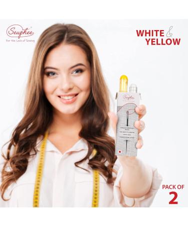 Sewphee Washable Fabric Markers 2-Pack Yellow & White for Sewing - Tailors Chalk Marker Set for Detailed Markup - Sewing Supplies & Accessories - Buy Online on GoSupps.com