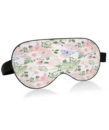 WELLDAY Sleep Mask Elegant Floral Butterfly Night Eye Shade Cover Soft Comfort Blindfold Blockout Light Adjustable Strap for Men Women