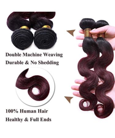 SEGO Brazilian Human Hair Bundles | 100% Unprocessed Body Wave Weave Extensions | Virgin Natural Black/Weinrot - 20 1 Bundle - Buy Online on GoSupps.com