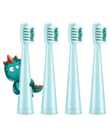 Vekkia Kids Electric Toothbrush Replacement Heads - 7X More Plaque Removal End-Rounded 3D Curved Soft Bristles Gentle & Efficient Clean Teeth Perfect for Kid Small Mouth Blue (4 Pack) Toothbrush Head Blue Head