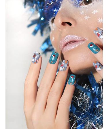 12 Sheets Christmas Nail Stickers Wraps EBANKU Adhesive Full Nail Wraps Santa Claus Snowflake Elk Design Nail Art Decals Strips with 1 Piece Nail Files for Women Girl Christmas Nail Decoration - Buy Online on GoSupps.com