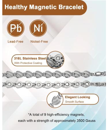 EnerCoppeX Magnetic Bracelets for Women Stainless Steel Bracelet with Effective Healing Magnets Adjustable Jewelry Gift (STB-4746) - Buy Online on GoSupps.com