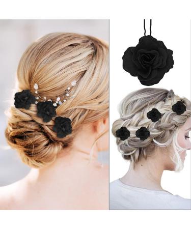 8 Pieces of Red Rose Flower Clips Flower Hair Clips Rose Hair Accessories Wedding Rose Hair Clips Handmade Rose Hair Clips Suitable for Parties Weddings Dances (Burgundy + Black) - Buy Online on GoSupps.com