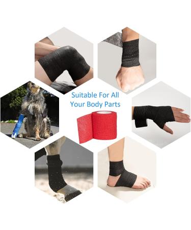 Buy Legal Self-Adhesive Bandage 5cm x 4.5m - 6 Rolls Cohesive First Aid Wrap for Dogs & Sports - Red Elastic Binding - Buy Online on GoSupps.com