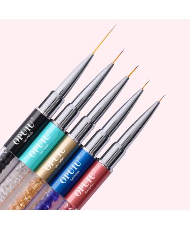 OPUIU liner brush-nail brushes for nail art design(Diamond application Rhinestone Handle,5 tools in a set, 5/7/9/11/20 mm),one set satisfies all your gel painting&drawing need