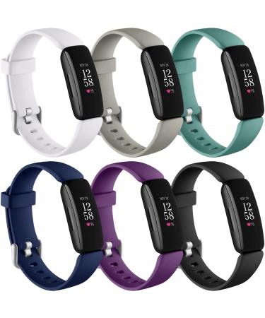 Keponew Compatible with Fitbit Inspire 2 Bands for Women Men, Sport Wristband Replacement for Inspire 2 Strap, Small, 6 Packs, Black/Gray/White/Blue/Plum/Pine Green Small 5.5"-7.2" Black/Gray/White/Blue/Plum/Pine Green