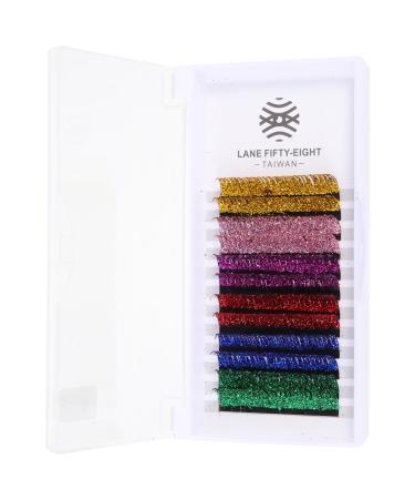LALAFINA 6 Pairs Colored Glitter Lash Extensions 15 mm Lash Extensions DIY Colored Glitter Individual Eyelashes Cluster Eyelashes for Stage Cosplay Halloween Club Dance Party