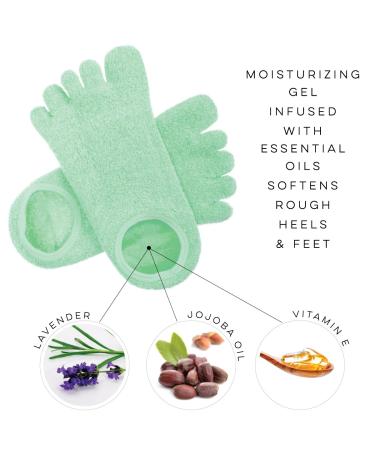 LE EMILIE 5 Toe Moisturizing Gel Socks | Healing Dry Cracked Heels | Lavender & Jojoba Oil Blend | 1 Pair Green Seafoam - Buy Online on GoSupps.com
