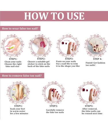 French White Square Short Full Cover Fake Toe Nails 24PCS - Toe Nails with Glue Sticker and File - False Gel Toe Nails Tips for Women, Teens, Girls - Buy Online on GoSupps.com