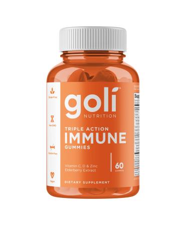 Goli Nutrition Triple Action Immune Vitamin Gums for Immune System 60 Vegan Gums Gelatin Free Vegetarian Gluten Free Soy Free Non-GMO