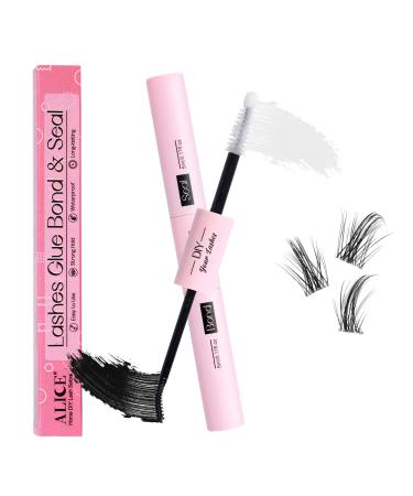 ALICE Lash Bond and Seal  Cluster Lashes Glue for DIY Eyelash Extensions  Individual Lash Glue for Clusters Eyelash Super Strong Hold Latex Free Waterproof Sealant Mascara Wand Eyelashes Glue (5ml 2) A2