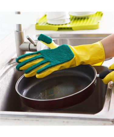 BUSOTH Washing And Cleaning Gloves Garden Kitchen Tableware Sponge Finger Rubber Household Cleaning Gloves Dishwashing Gloves Yellow - Buy Online on GoSupps.com