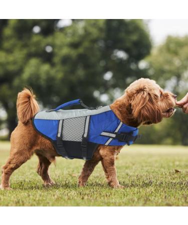 Alagirls Dog Life Jacket - High Visibility Adjustable Swimming Vest with Reflective Stripes & Rescue Handle - Blue (Size L: 58-68cm Chest) - Buy Online on GoSupps.com
