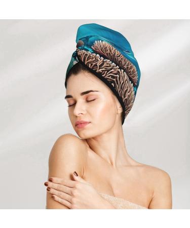Super Absorbent Deep Sea Whales Hair Cap for Women - Quick Drying Elastic Wrap for Long Thick Hair - Buy Online on GoSupps.com