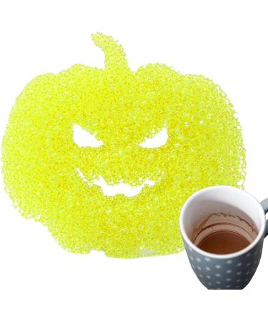 Kitchen Cleaning Sponge - Halloween Pumpkin Shape Scrub Sponge Cleaner | Absorbent Non-Scratch Dish Sponge for Dishes Pots Pans | Multipurpose Kitchen Accessories for Effective Cleaning All at Once Yellow - Buy Online on GoSupps.com