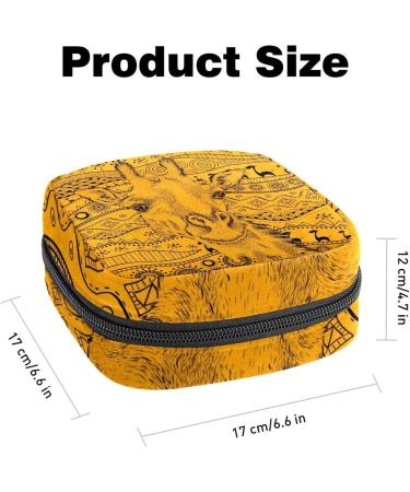Ethno-Tribal Giraffe Pattern Menstruation Pad Bag with Zipper | Women's Tampon & Napkin Bag | Stylish Collective Bags for Women & Girls - Buy Online on GoSupps.com