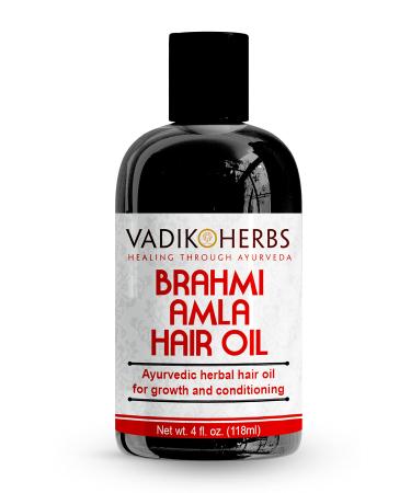 Vadik Herbs Brahmi-Amla Hair Oil (4oz) Promotes excellent hair growth and hair conditioning | all natural herbal solution for hair loss  thinning hair  balding | Great as a beard oil as well 4 Fl Oz (Pack of 1)