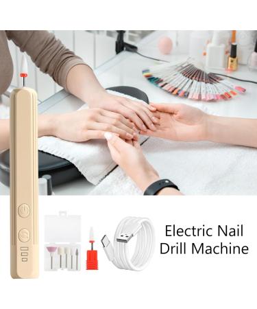 Drill for Nails - Shape USB Rechargeable Nail Drill Portable Professional Nail Polishing Tools Art Supplies with 6 Drill Bits for Home Nail Salon Manicure Khaki - Buy Online on GoSupps.com