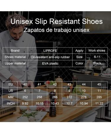LIPROFE Chef Shoes for Men - Non Slip Oil Resistant Waterproof Safety Work Shoes - Comfortable Nursing Shoes for Men Women - Chef Clogs for Kitchen Indoor Outdoor - Size 10 Women/8 Men - Black - Buy Online on GoSupps.com