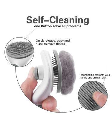 Self-Cleaning Cat Grooming Brush for Shedding - Pets Slicker Brushes for Dogs - Removes Loose Undercoat Mats and Tangled Hair - Pet Massage Tool in Gray - Buy Online on GoSupps.com