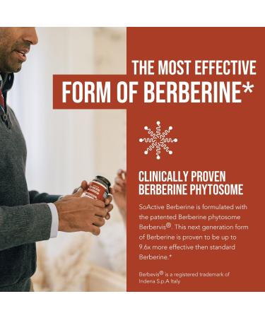 SoActive Berberine 550mg: 9.6X Higher Absorption Clinically Studied Optimized Phytosome | Supports Metabolism & AMPK Activation | Non-GMO Soy-Free | Clinically Validated Dose | 60 Servings - Buy Online on GoSupps.com