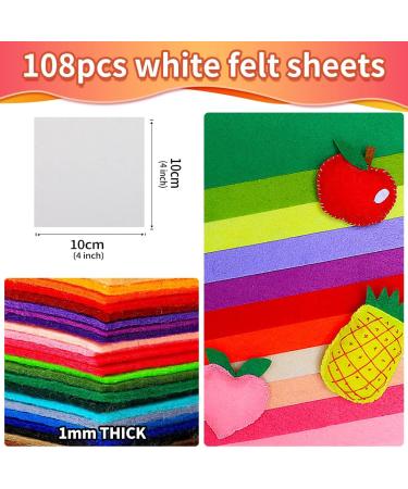 108pcs White Felt Sheets 4x4 - Pre-Cut Craft Felt Fabric for Sewing and Patchwork - Buy Online on GoSupps.com