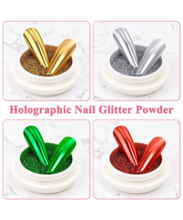 Melliex Nail Powder Set - 4 Chrome Powders 5 Glitter Nails 4 Gold Leaf & 8 Eyeshadow Brushes for DIY Nail Art & Salon Designs - International Shipping Available - Buy Online on GoSupps.com