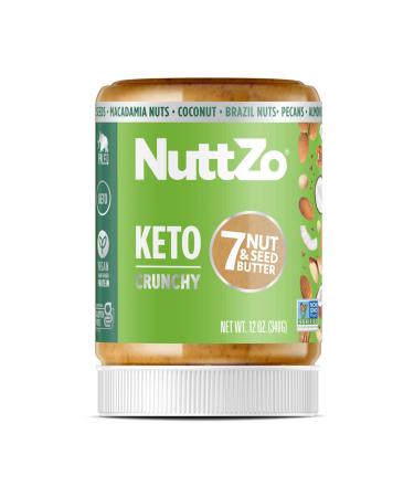 Keto Nut Butter by NuttZo | 7 Nuts & Seeds Blend, Keto-Friendly, Gluten-Free, Vegan, Kosher | 1g Sugar, 4g Protein, 2g Net Carbs | 12oz Jar Keto Nut Butter 12 Ounce (Pack of 1)