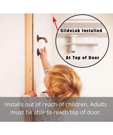 2 Pack - GlideLok Child Safety Door Top Lock Made of Durable Metal (Not Cheap Plastic Like Other Models) | for Childproofing Interior/Exterior Doors | Adults Can Operate Lock from Both Sides - Buy Online on GoSupps.com