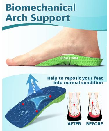 QBK Orthotic Insoles - High Arch Support for Plantar Fasciitis & Foot Pain Relief - Men & Women XS 3-4.5 - Buy Online on GoSupps.com