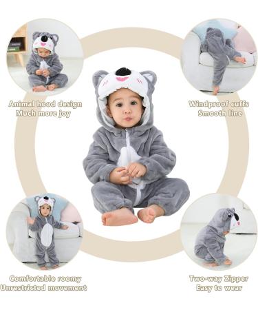 COOKY.D Baby Hooded Rompers | Winter Flannel Jumpsuit Pajamas 18-24 Months Koala | 2-36 Months - Buy Online on GoSupps.com