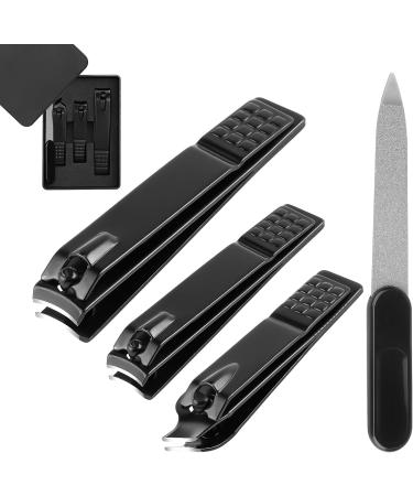 Lophe 4PC Manicure Set - Professional Nail Care Kit for Women Men & Seniors - Nail Clippers Scissors File - Perfect for Home & Travel - Stylish Black - Buy Online on GoSupps.com