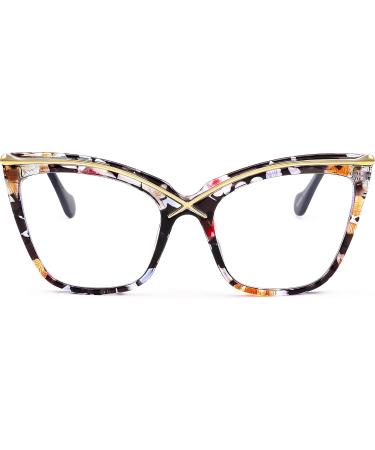 FEISEDY Women Oversized Blue Light Blocking Glasses | Cat Eye Floral Design | Anti Eyestrain Eyewear B2956 (55mm) - Shop Internationally - Buy Online on GoSupps.com