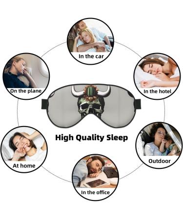 Buy SSIMOO Cute Cactus & Bull Skull Double-Sided Eye Mask - Soft Light Blocking for Better Sleep - International Shipping Available - Buy Online on GoSupps.com