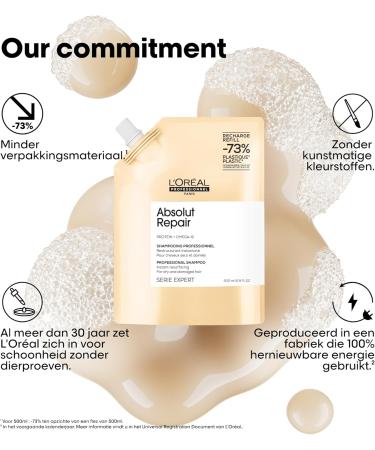 L'Or al Professionnel LOr al Professionnel set with Repairing Shampoo and refill For Dry and Damaged Hair Nourishes the Hair Fiber Intensively With Wheat Protein Absolut Repair 300ml and refill 500ml - Buy Online on GoSupps.com