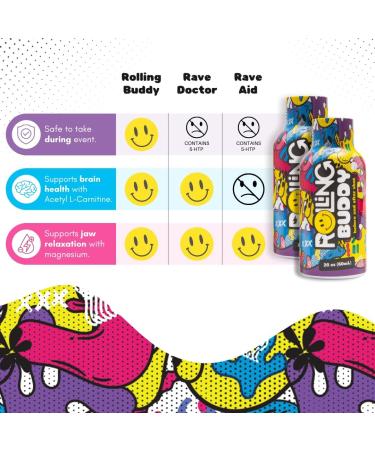 ROLLING BUDDY Pre and Post Rave Recovery Shot - Rave Safely No 5HTP Jaw Clench Relief Essential Vitamins for Brain & Body Protection Before and After Rave Antioxidant Shot 2-Pack (1) - Buy Online on GoSupps.com