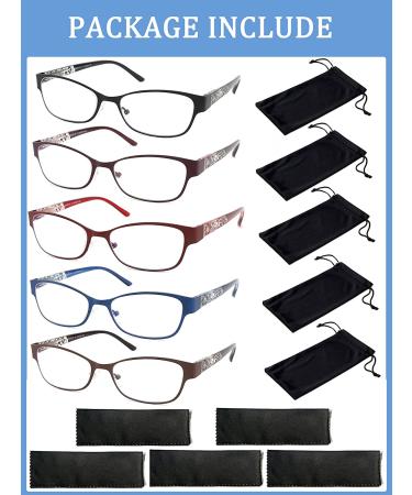 5 Pack Blue Light Blocking Reading Glasses for Women - Fashion Metal Full Frame Computer Readers with Spring Hinge, Anti UV/Glare/Eyestrain, Mix Colors - 3.5X Magnification - Buy Online on GoSupps.com