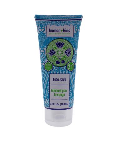 Human+Kind Face Scrub - Resurfacing Brightening Facial Exfoliator for a Smooth Fresh Complexion - Gentle Renewing Formula for Sensitive Skin - With Soothing Oat Kernel and Cocoa Butter - 3.3 oz